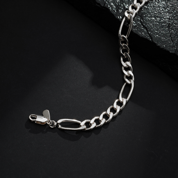 Pulseira Prateada Masculina Elo 5 por 1 - Imagem 3